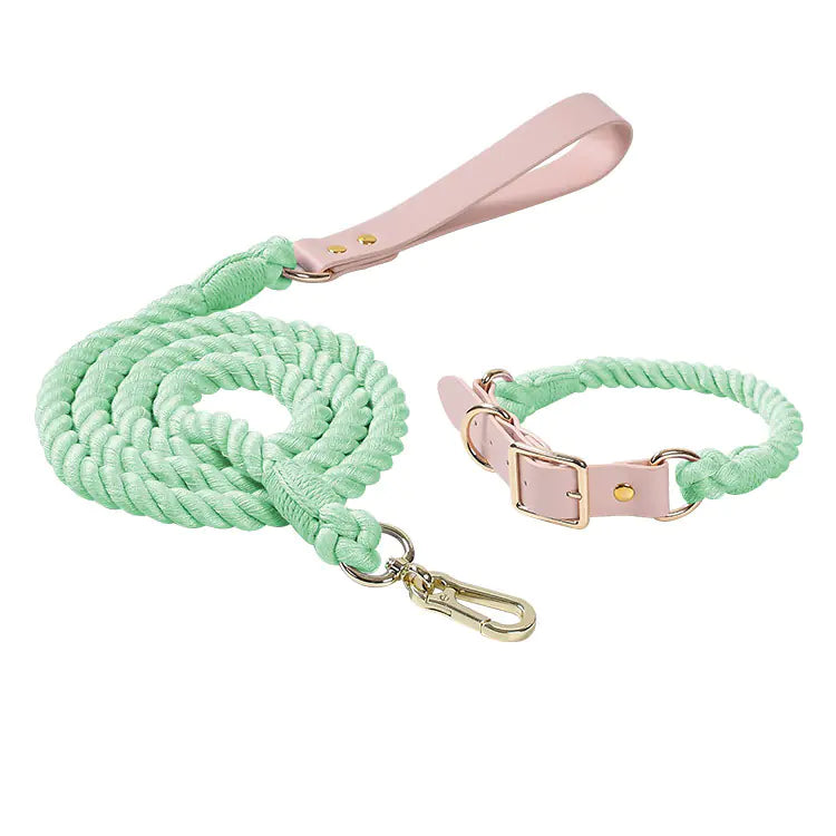 Adjustable Rainbow Traction Rope Collar for Dogs
