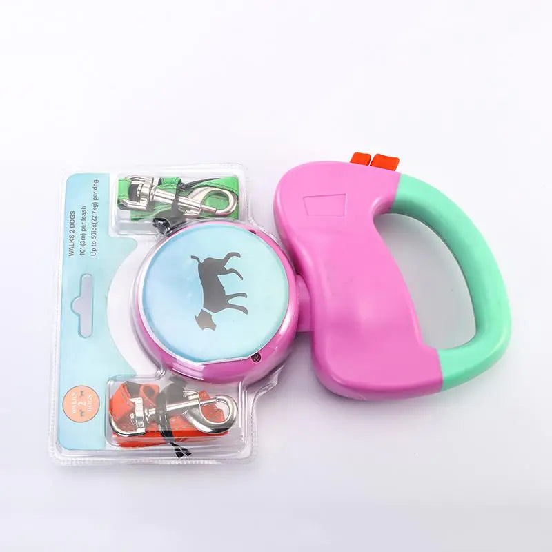 Retractable Dual Dog Walking Leash for Pets