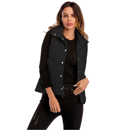 Cotton Vest with Single-Breasted Loose Design