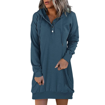 Women's Solid Hooded Drawstring Sweater - New Fashion