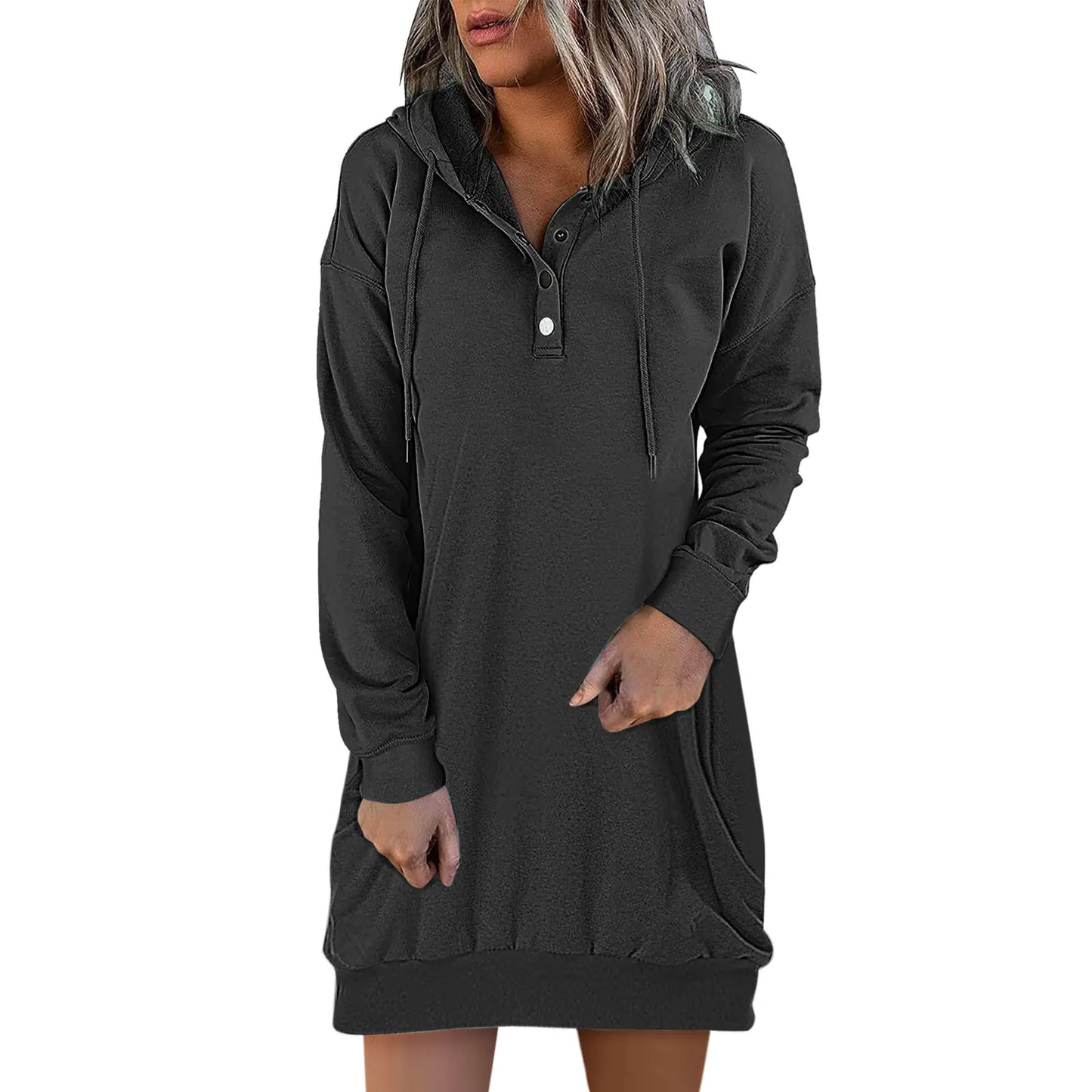 Women's Solid Hooded Drawstring Sweater - New Fashion