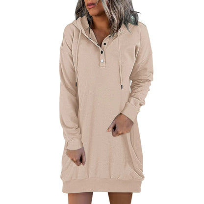 Women's Solid Hooded Drawstring Sweater - New Fashion