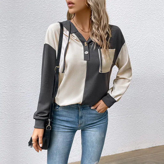 Women's Hooded Pullover Sweater for Spring & Autumn