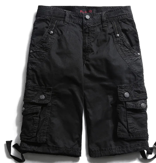 Men's Summer Cargo Shorts, Straight-Leg Cotton Pants