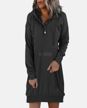 Women's Solid Hooded Drawstring Sweater - New Fashion