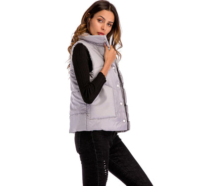 Cotton Vest with Single-Breasted Loose Design