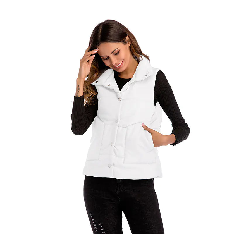 Cotton Vest with Single-Breasted Loose Design