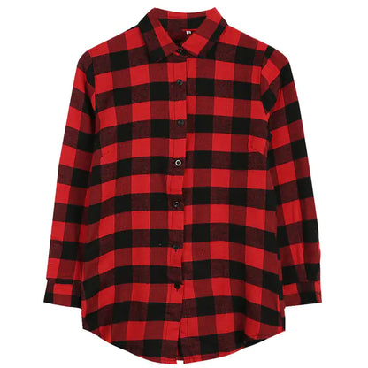 Cotton Women's Check Printed Shirt with Single Breasted Design