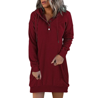 Women's Solid Hooded Drawstring Sweater - New Fashion