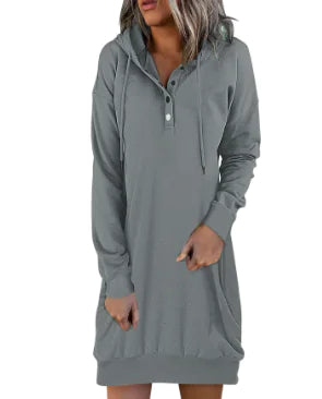 Women's Solid Hooded Drawstring Sweater - New Fashion