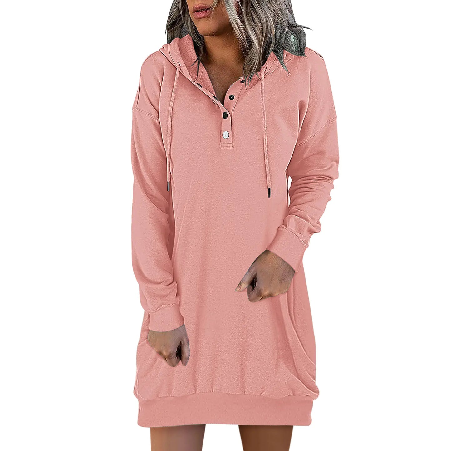 Women's Solid Hooded Drawstring Sweater - New Fashion