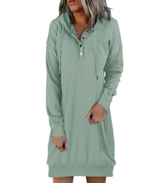 Women's Solid Hooded Drawstring Sweater - New Fashion