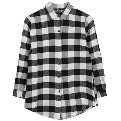 Cotton Women's Check Printed Shirt with Single Breasted Design