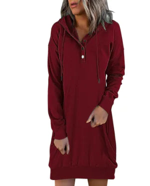 Women's Solid Hooded Drawstring Sweater - New Fashion