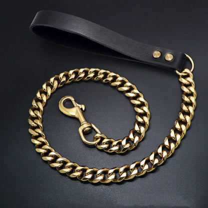 19mm Golden Stainless Steel Titanium Dog Leash