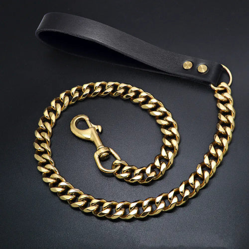 19mm Golden Stainless Steel Titanium Dog Leash