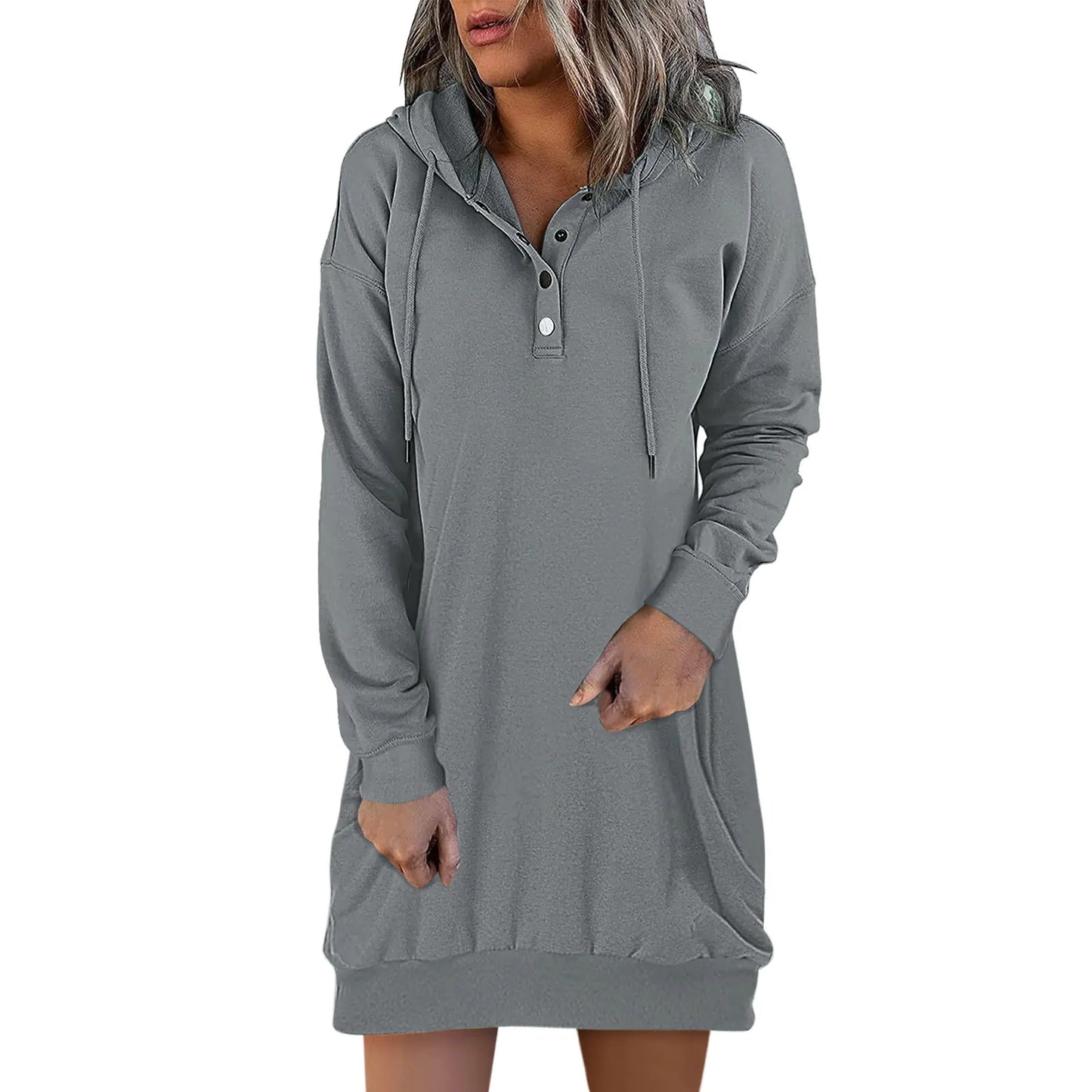 Women's Solid Hooded Drawstring Sweater - New Fashion