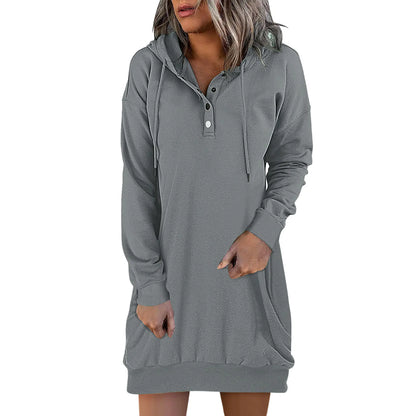 Women's Solid Hooded Drawstring Sweater - New Fashion