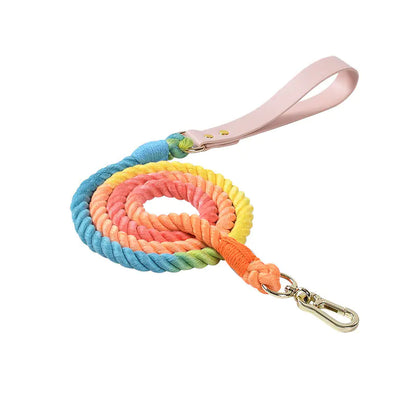Adjustable Rainbow Traction Rope Collar for Dogs