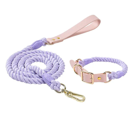 Adjustable Rainbow Traction Rope Collar for Dogs