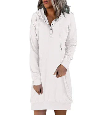 Women's Solid Hooded Drawstring Sweater - New Fashion