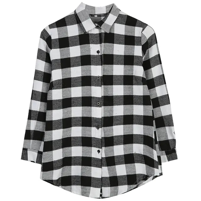Cotton Women's Check Printed Shirt with Single Breasted Design