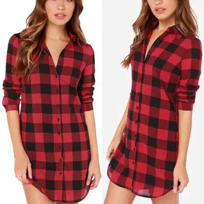 Cotton Women's Check Printed Shirt with Single Breasted Design