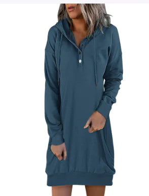 Women's Solid Hooded Drawstring Sweater - New Fashion