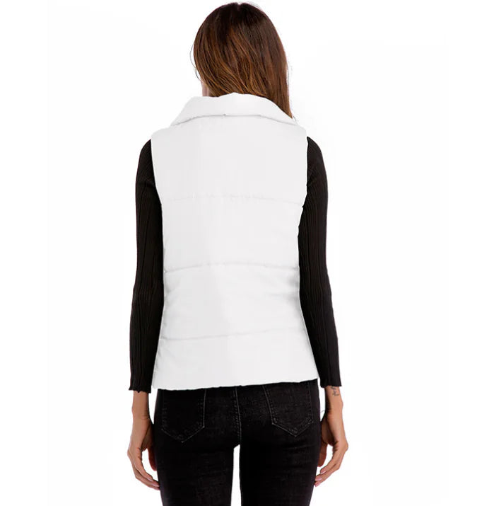 Cotton Vest with Single-Breasted Loose Design