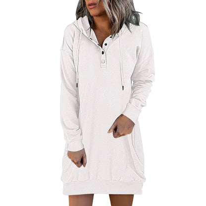 Women's Solid Hooded Drawstring Sweater - New Fashion